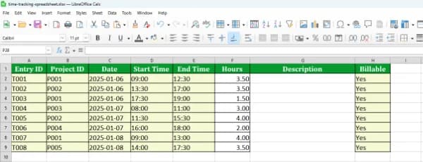 Time Log view